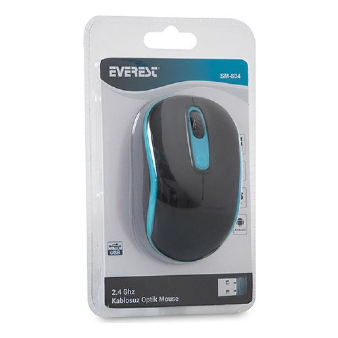 Everest Sm-804 Usb Siyah/Mavi 800/1200/1600Dpi Kablosuz Mouse