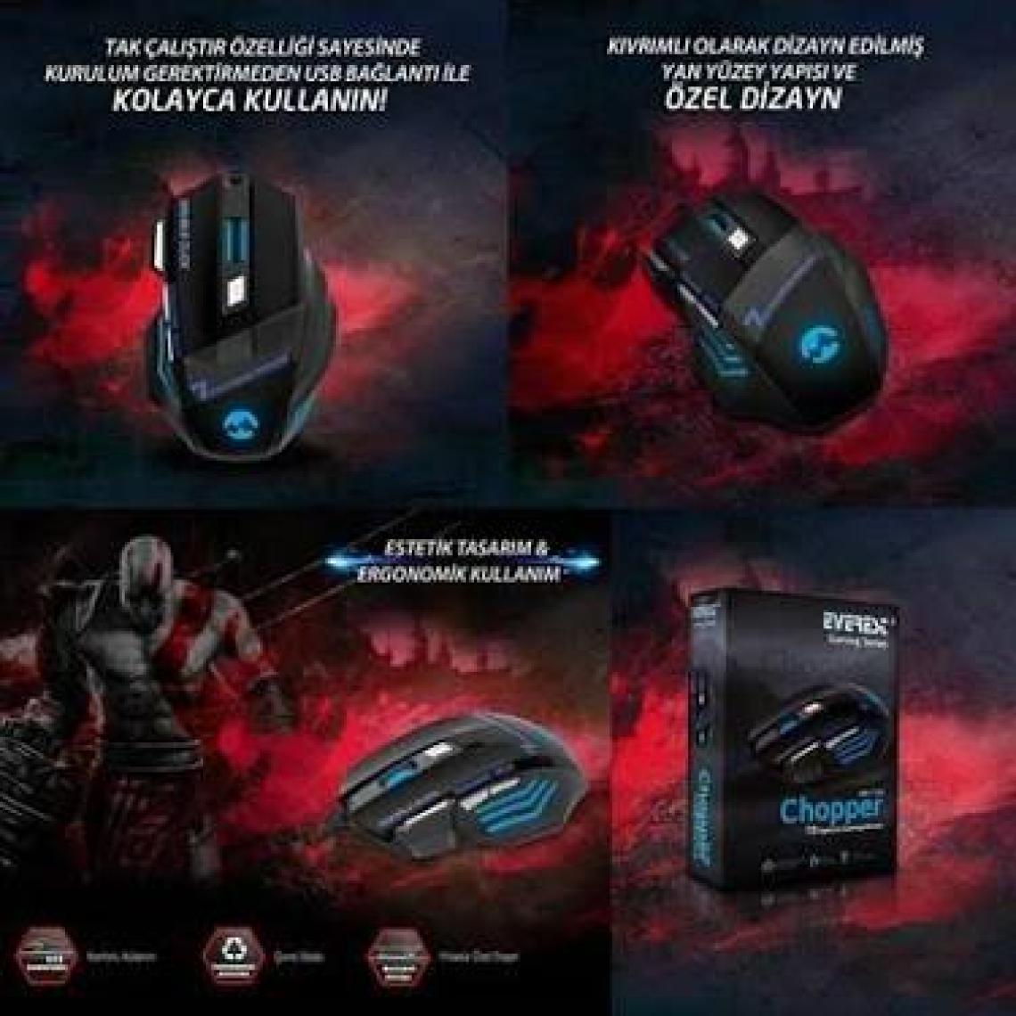 Everest SM-770 CHOPPER Usb Siyah Oyun Gaming Oyuncu Mouse