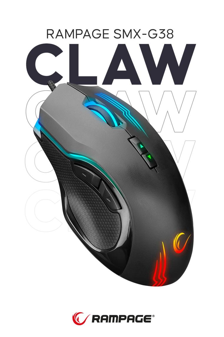Smx-g38 Claw 7d Makro Tuşlu 7200dpi Rgb Ledli Drag Click Pro Gaming Oyuncu Mouse