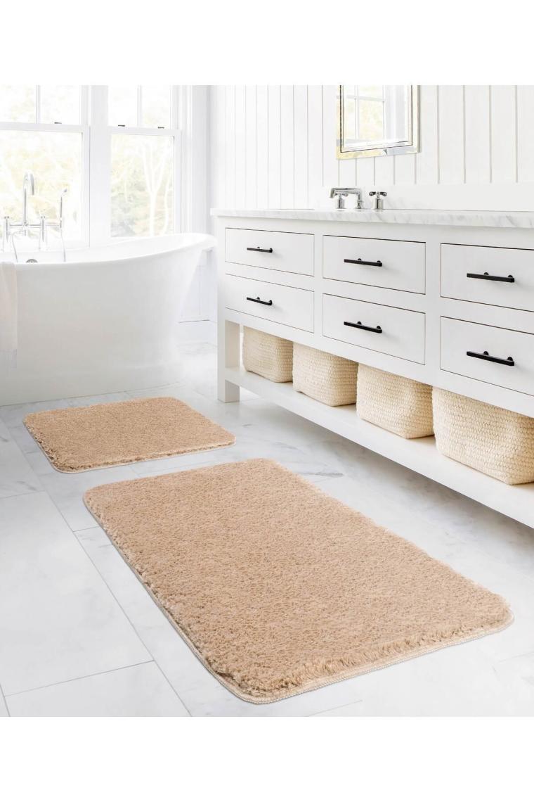 Segura Peluş Bej Kaydırmaz Taban 2li Banyo Paspası 60 X 100 - 50 X 60