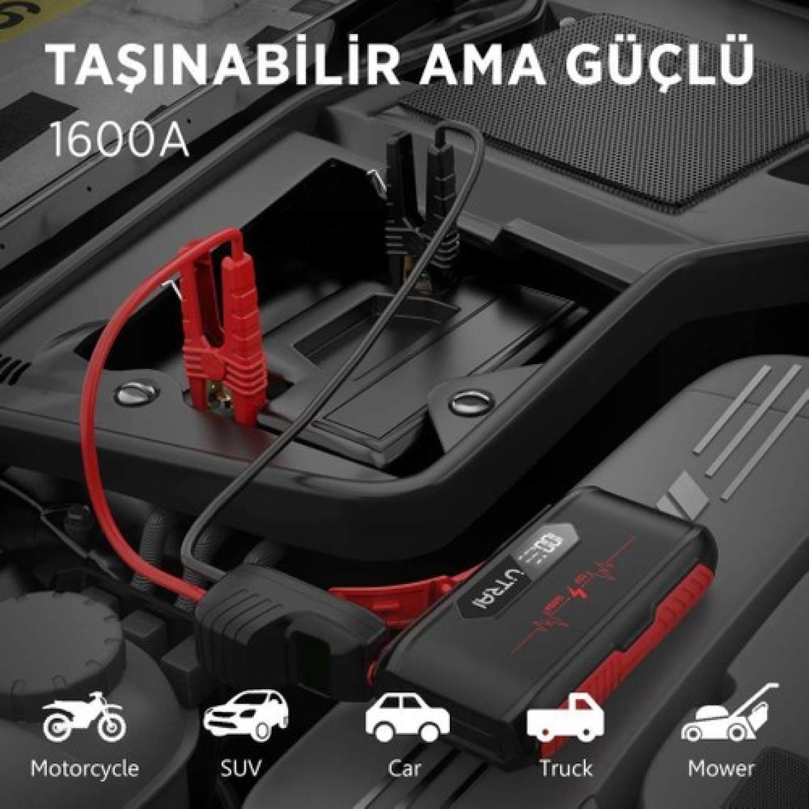 Ütraı  Jstar 3 20000MAH 1600A Jump Starter LCD Ekranlı Taşınabilir Akü Takviye Cihazı ( Çanta + Powerbank + LED Lamba)