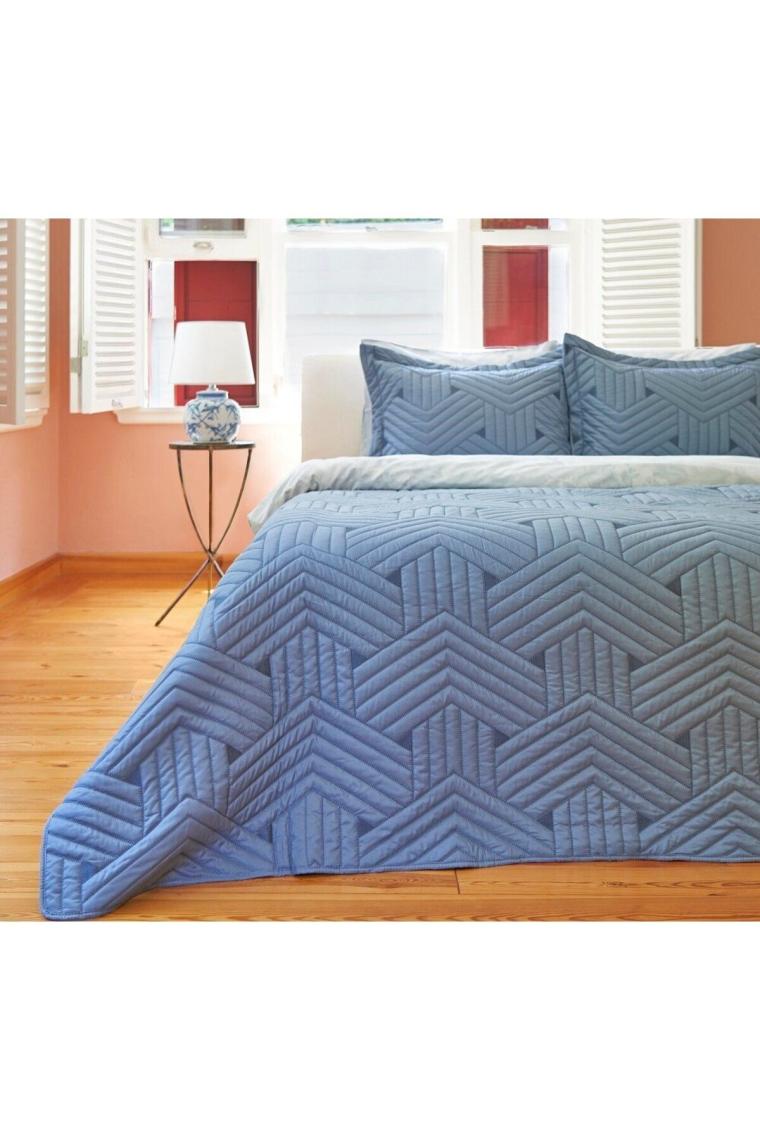 Linens Vita Mavi Çift Kişilik Yatak Örtüsü Seti