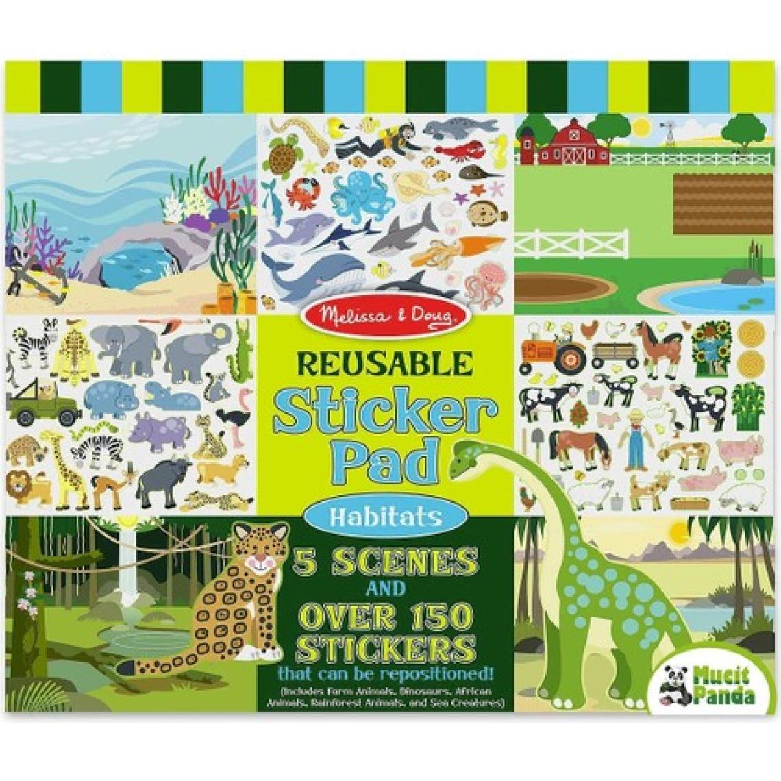 Melissa & Doug Hayvan Temalı Çıkartma Seti - Normal Boy, Renkli, 5 Oyun Sahnesi ve 150'den Fazla Tekrar Kullanılabilir Çıkartma, 3-6 Yaş Arası Çocuklar İçin