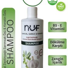 Nuf Kozmetik Nuf Doğal Zeytinyağlı, Keratinli ve Sarımsaklı Yetişkin Şampuan  400 ml