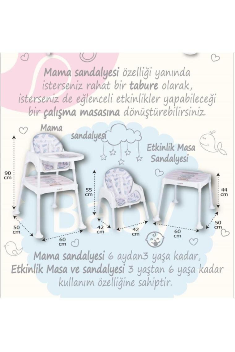 & Mama Star Çalışma Masalı Pedli Mama Sandalyesi Gri 3 In 1