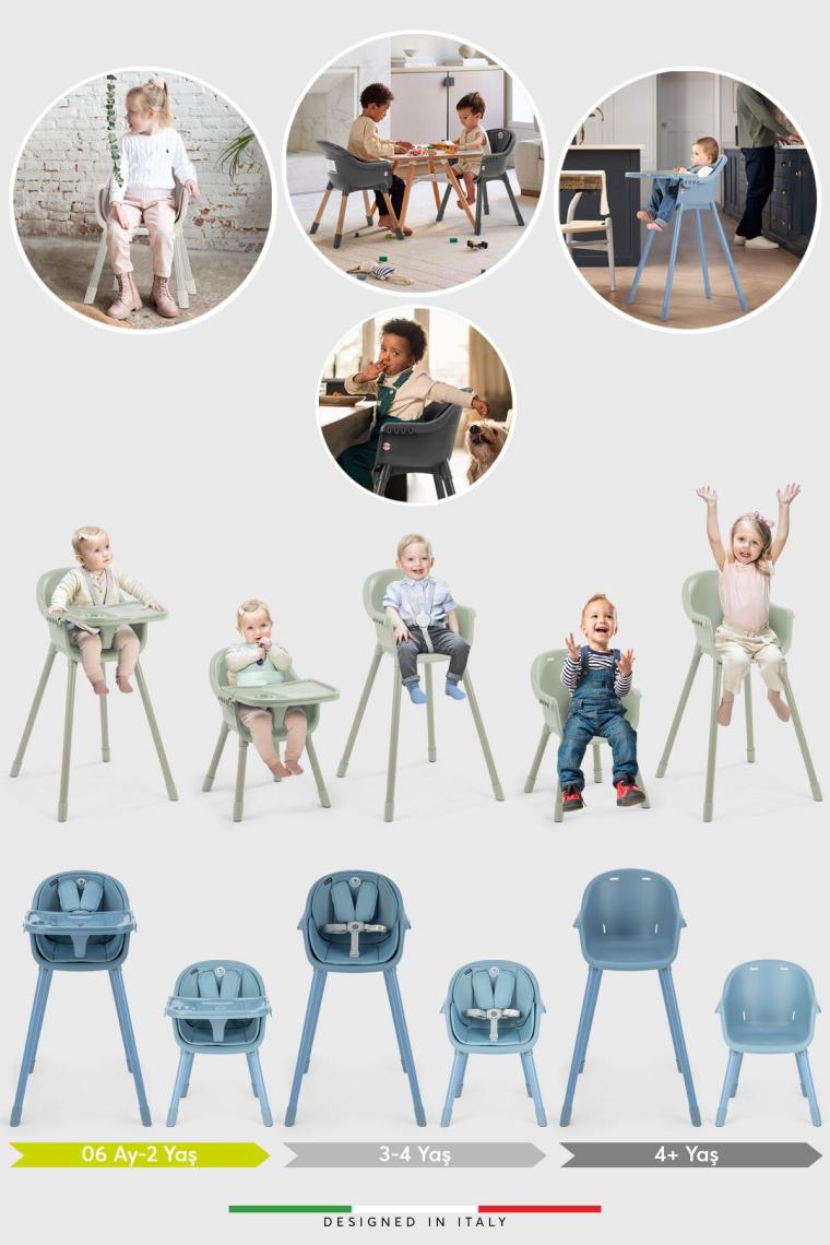 Misto 4in1 Bebek Mama Sandalyesi ve Mama Oturağı İç Pedli Mavi