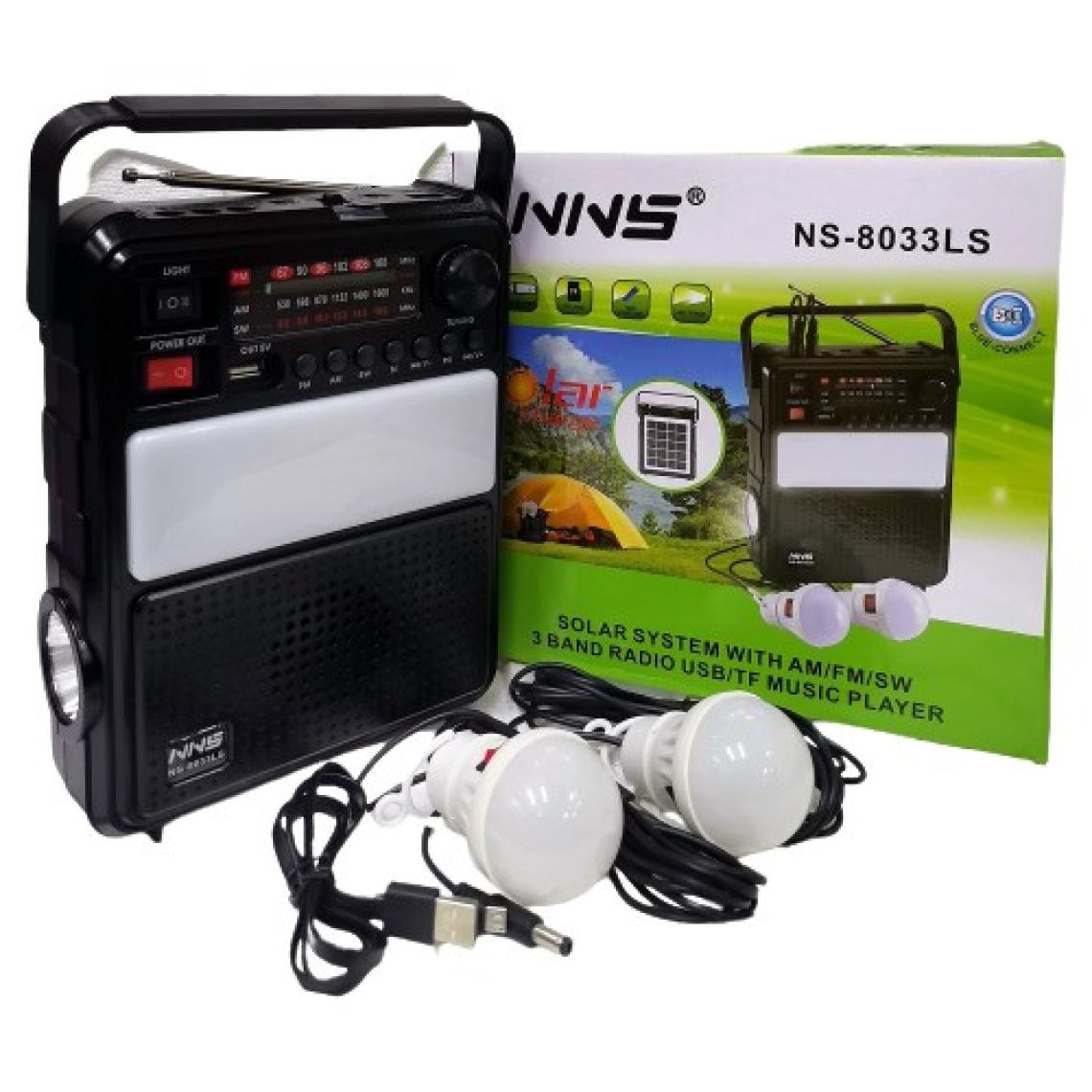 Nns NS-8033LS Çok Amaçlı Güneş Enerjili Radyo, Işıldak, Bluetooth, Hoparlör
