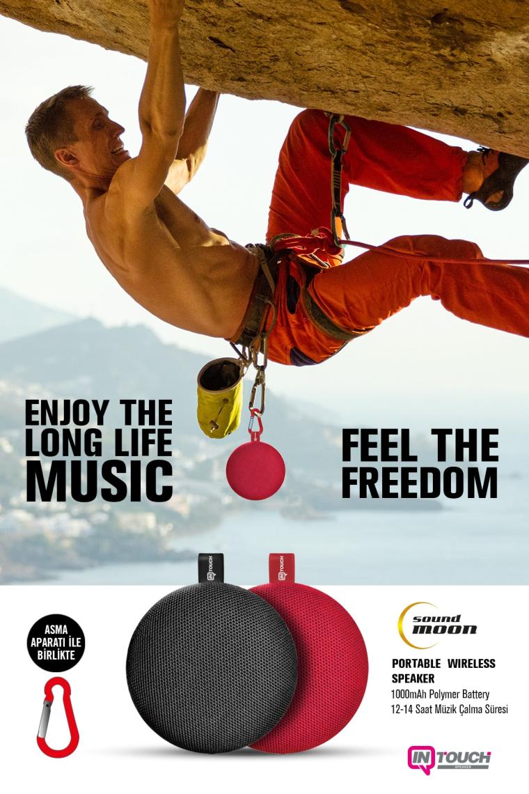 Intouch Soundmoon Taşınabilir Bluetooth Hoparlör Kırmızı
