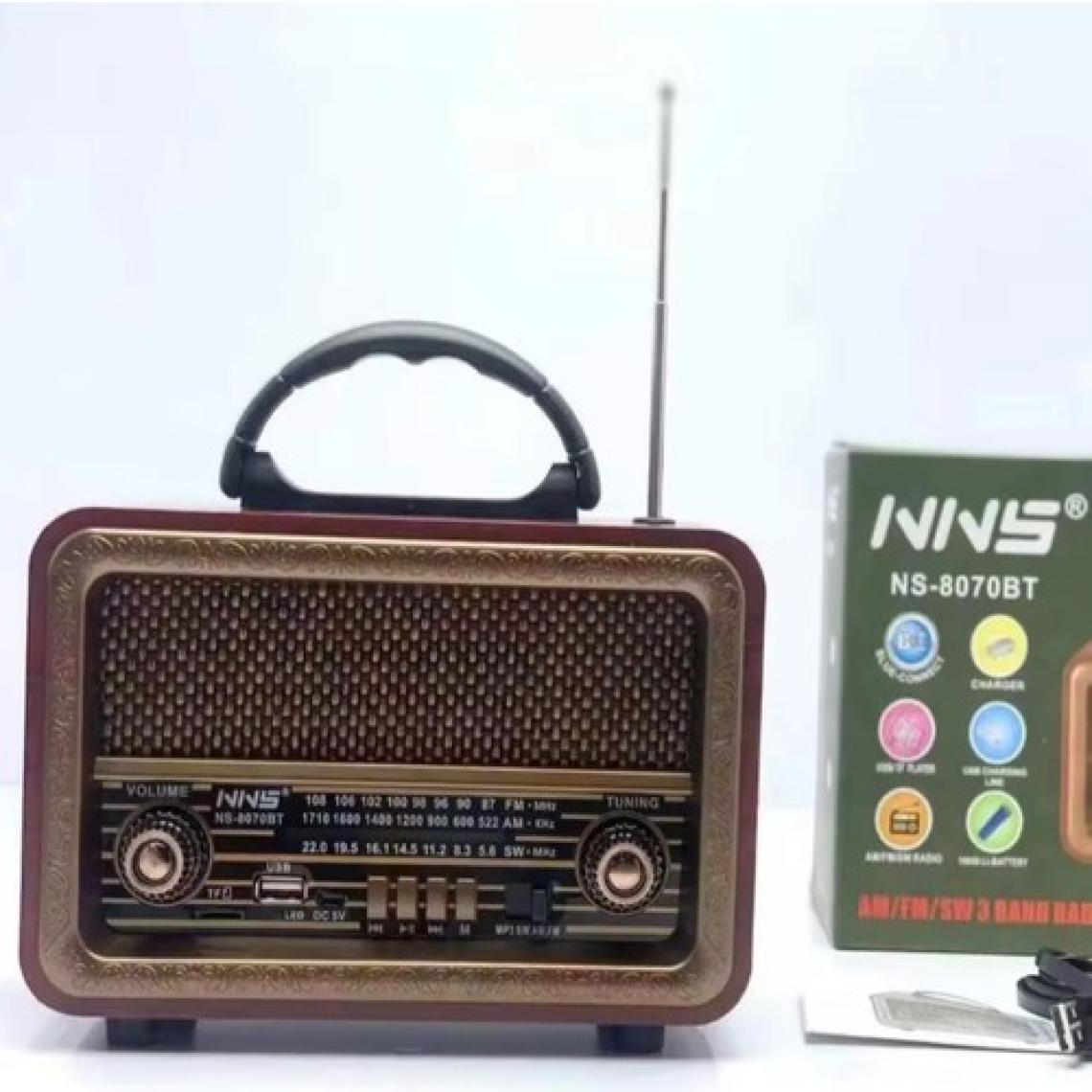 Nns NS-8070BT Taşınabilir Nostaljik Radyo Bluetooth Hoparlör USB
