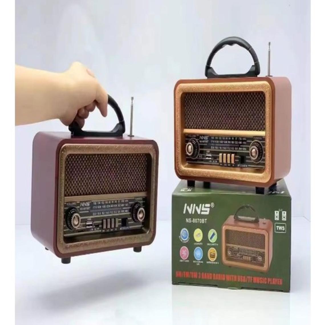 Nns NS-8070BT Taşınabilir Nostaljik Radyo Bluetooth Hoparlör USB