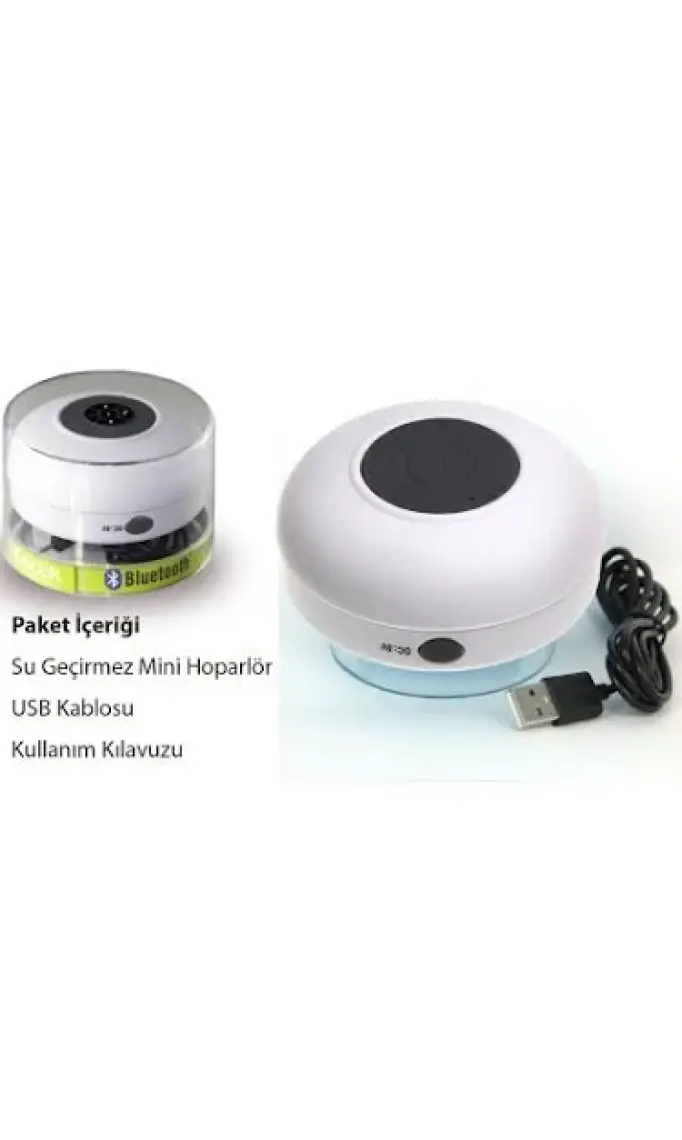 Diwu Su Geçirmez Mini Bluetooth Duş Hoparlörü (Beyaz)