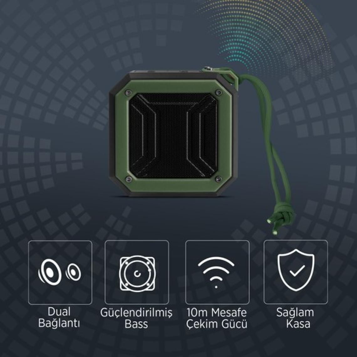 Polosmart FS38 Suya Toza Darbeye Dayanıklı Kablosuz Hoparlör Speaker Yeşil