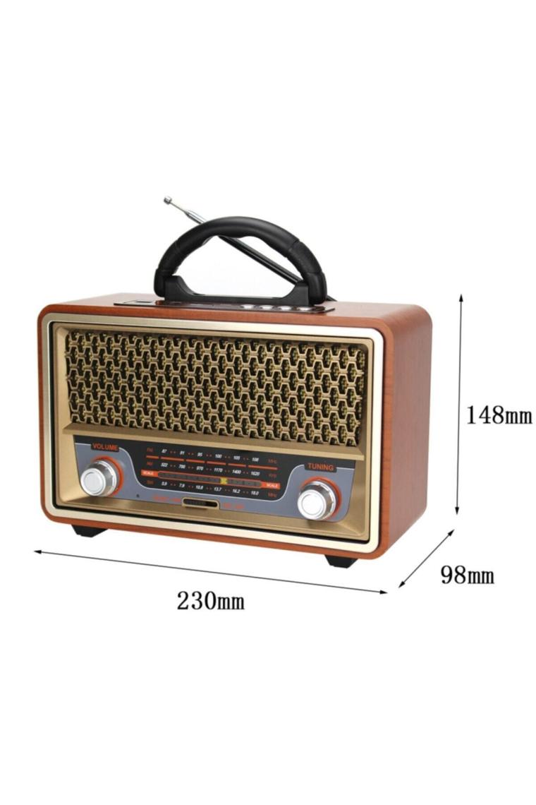 Ultratekno Nostaljik Görünümlü Ahşap Radyo Bluetooth Hoparlör Fm USB Tf Bt5.0 UT-157BT