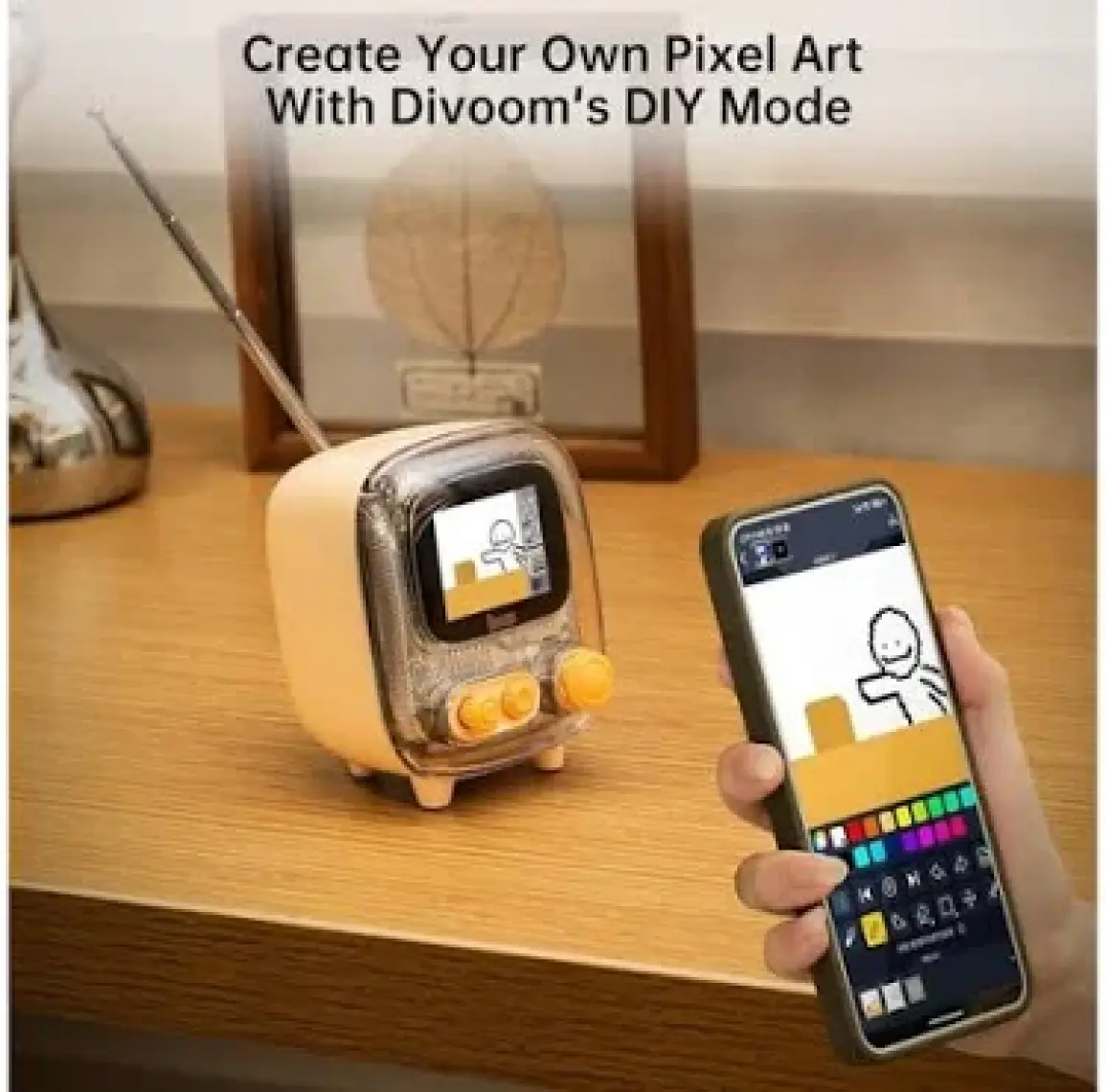 Divoom Tiivoo-2 Fm Radyolu Mini Bluetooth Hoparlör, Kablosuz Piksel Ekranlı Retro Taşınabilir Ses Bombası, Yeşil