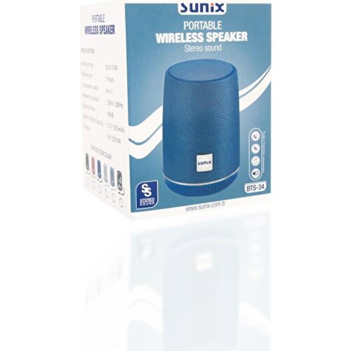 Sunix BTS-34 Taşınabilir Bluetooth Hoparlör Siyah
