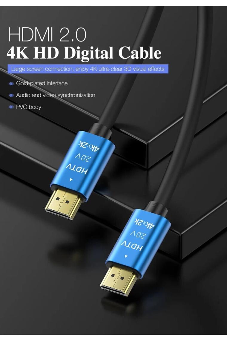 Gfc Life Store Step 20 Metre 4K Ultra Hd 2.0V Alüminyum Başlık Altın Uçlu Hdmi Kablo