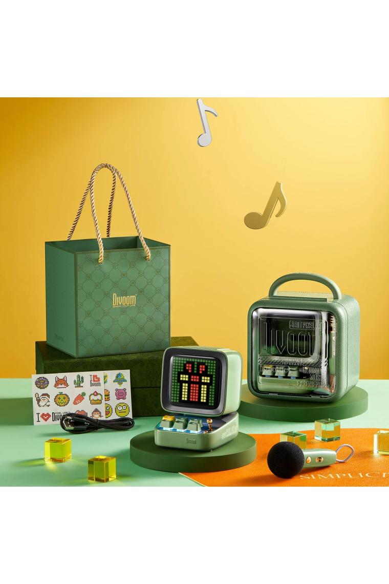 Divoom Ditoo-Mic Yeşil Karaoke Mikrofonlu Piksel LED Ekranlı Uygulama Kontrollü Akıllı Bluetooth Hoparlör