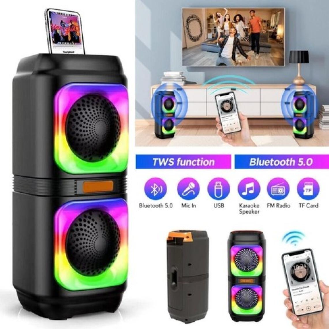 Blic Bls-48 Akıllı Taşınabilir Bluetooth Extra Bas Hoparlör Disko Işıklı Ses Sistemi Mikrofo