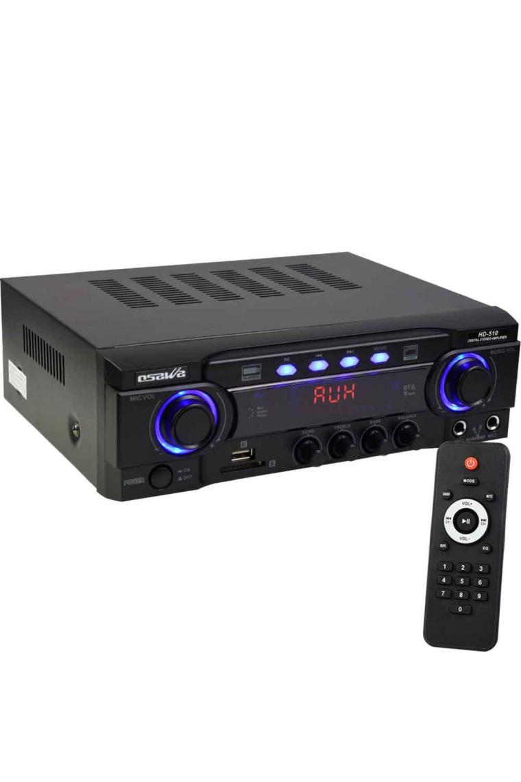 Osawa HD-510 2X50 Watt 220V/12V Giriş Usb-Sd -Bt-Uk Trafosuz 2 Mik. Girişli Stereo  Anfi