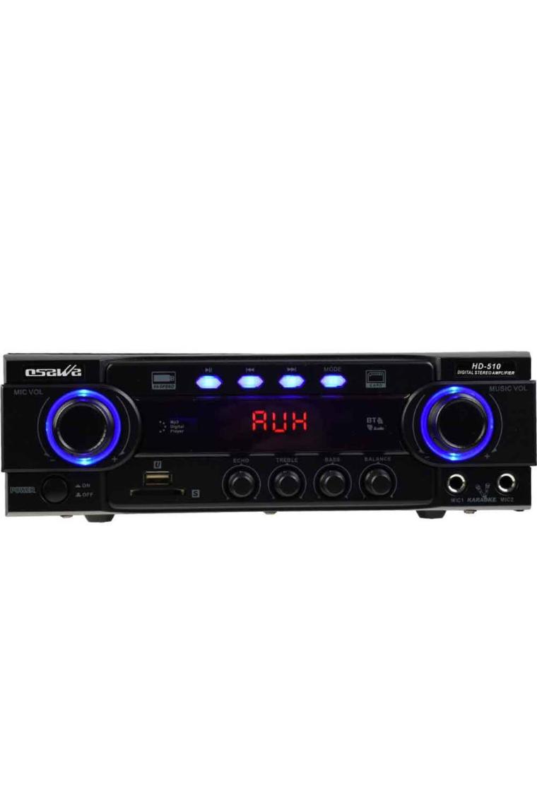 Osawa HD-510 2X50 Watt 220V/12V Giriş Usb-Sd -Bt-Uk Trafosuz 2 Mik. Girişli Stereo  Anfi