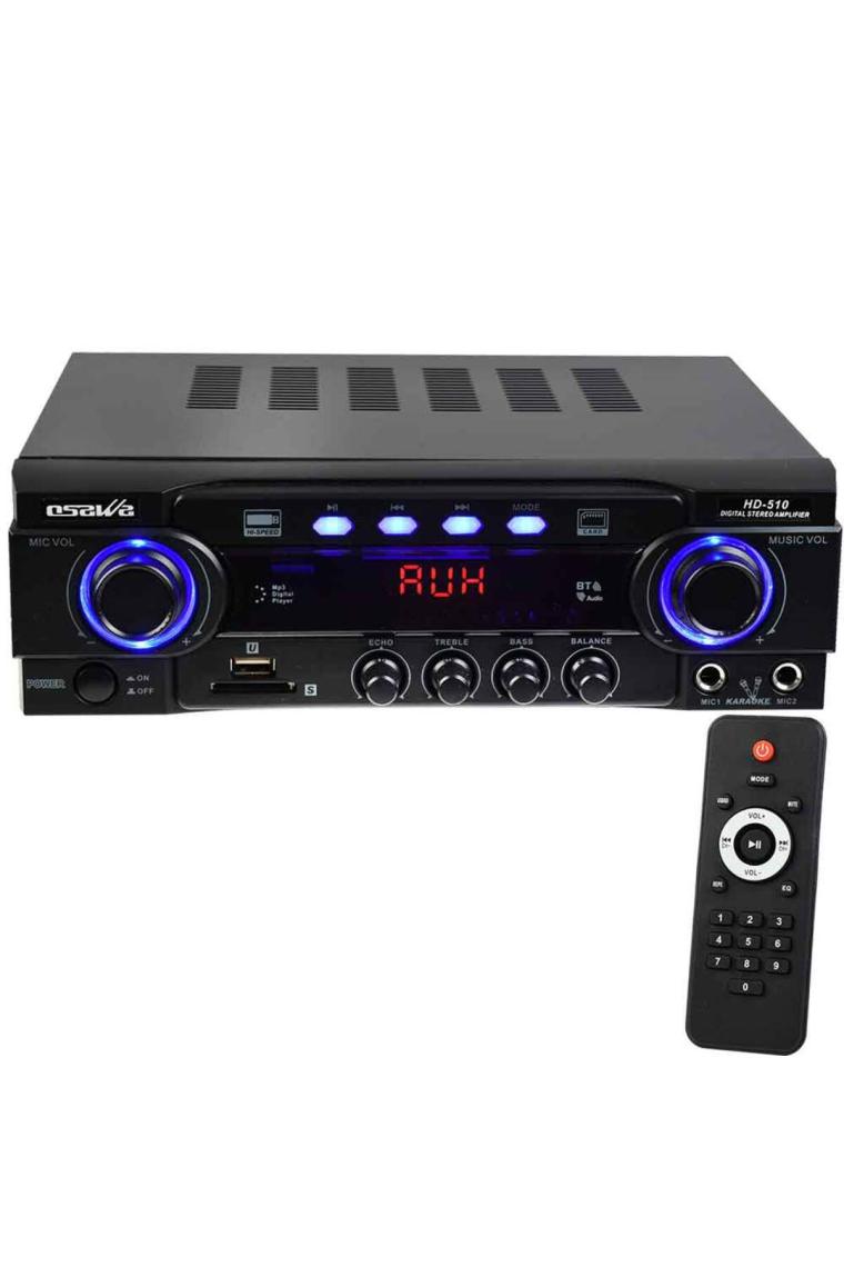 Osawa HD-510 2X50 Watt 220V/12V Giriş Usb-Sd -Bt-Uk Trafosuz 2 Mik. Girişli Stereo  Anfi
