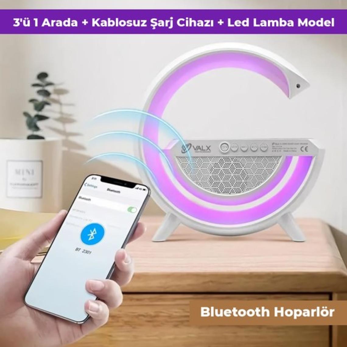 Valx Rgb Çalar Saatli Gece Lambası Fonksiyonlu Bt Destekli Çağrı Cevaplayabilen Hoparlör (G-500B) Siyah