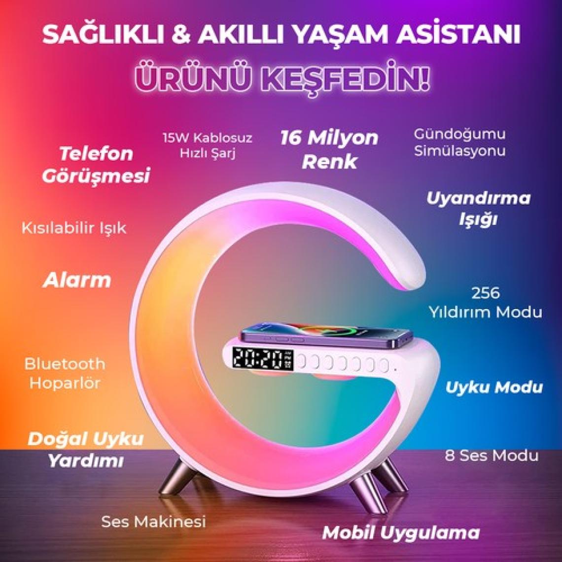 Valx Rgb Çalar Saatli Gece Lambası Fonksiyonlu Bt Destekli Çağrı Cevaplayabilen Hoparlör (G-500B) Siyah