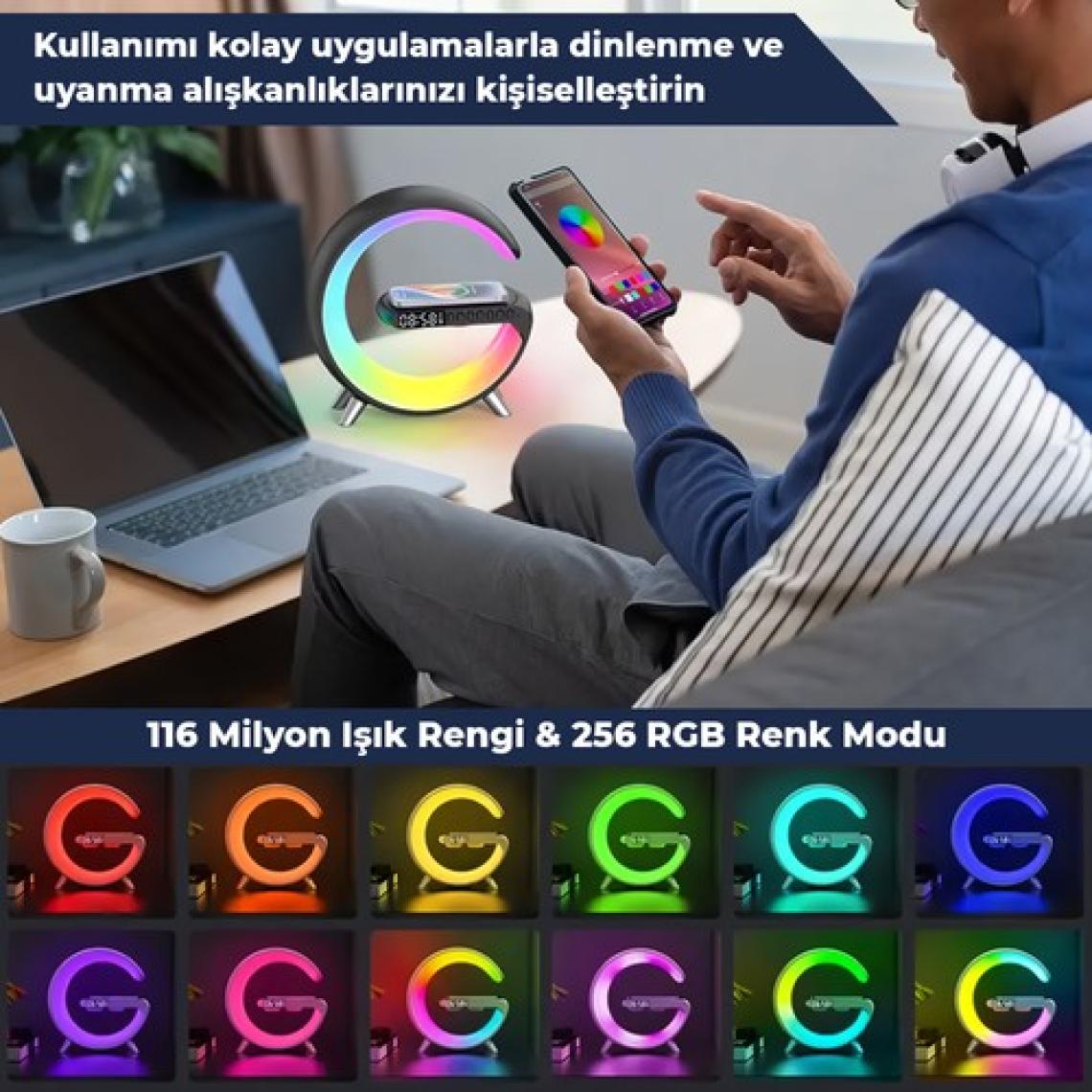 Valx Rgb Çalar Saatli Gece Lambası Fonksiyonlu Bt Destekli Çağrı Cevaplayabilen Hoparlör (G-500B) Siyah