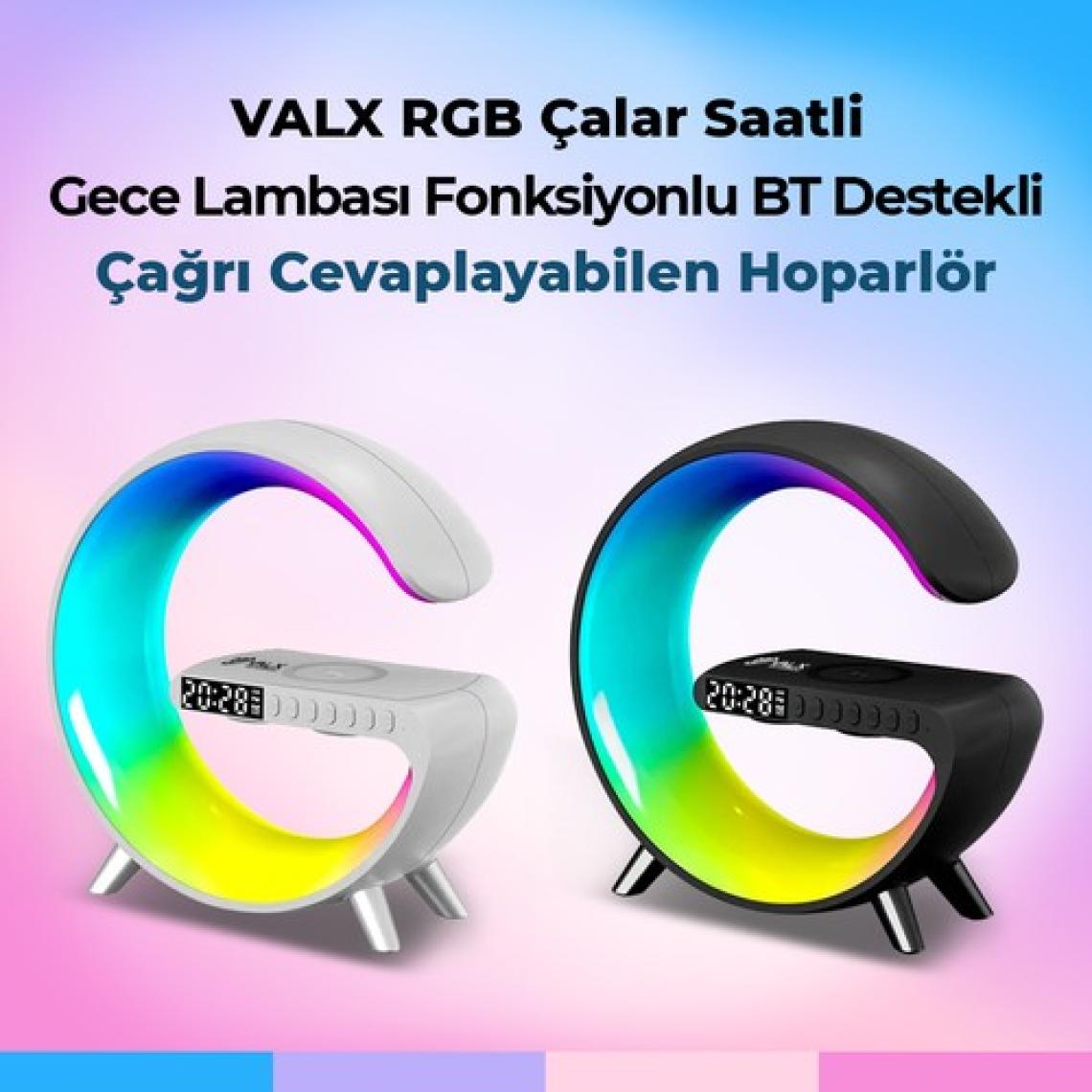 Valx Rgb Çalar Saatli Gece Lambası Fonksiyonlu Bt Destekli Çağrı Cevaplayabilen Hoparlör (G-500B) Siyah