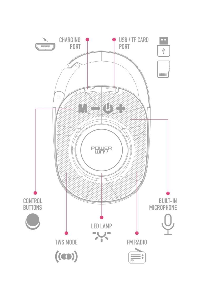 Powerway Lock Bluetooth Hoparlör Gümüş
