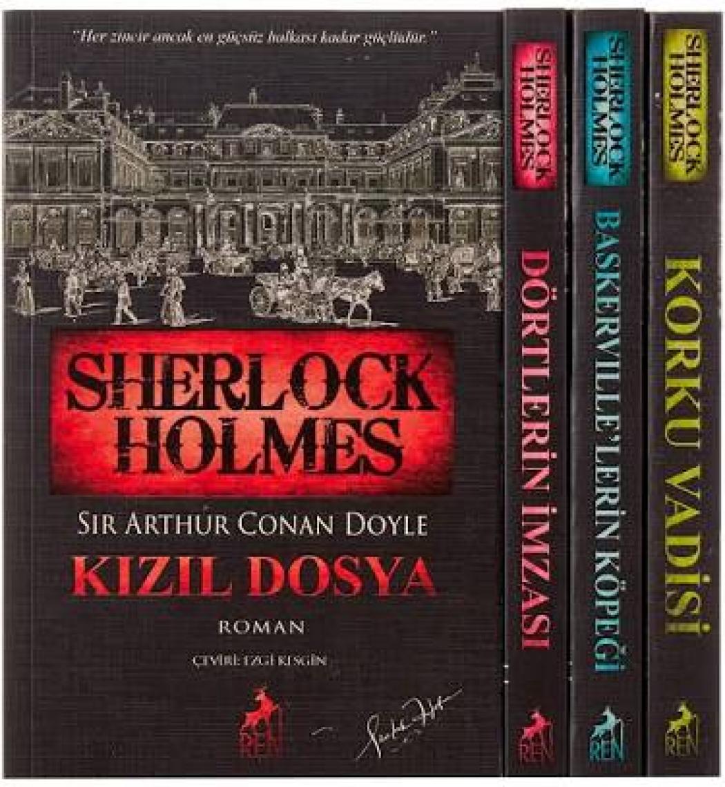 Sherlock Holmes:Kızıl Dosya - Korku Vadisi -Dörtlerin İmzası - Baskervillelerin Köpeği - Sir Arthur Conan Doyle - 4 Kitap