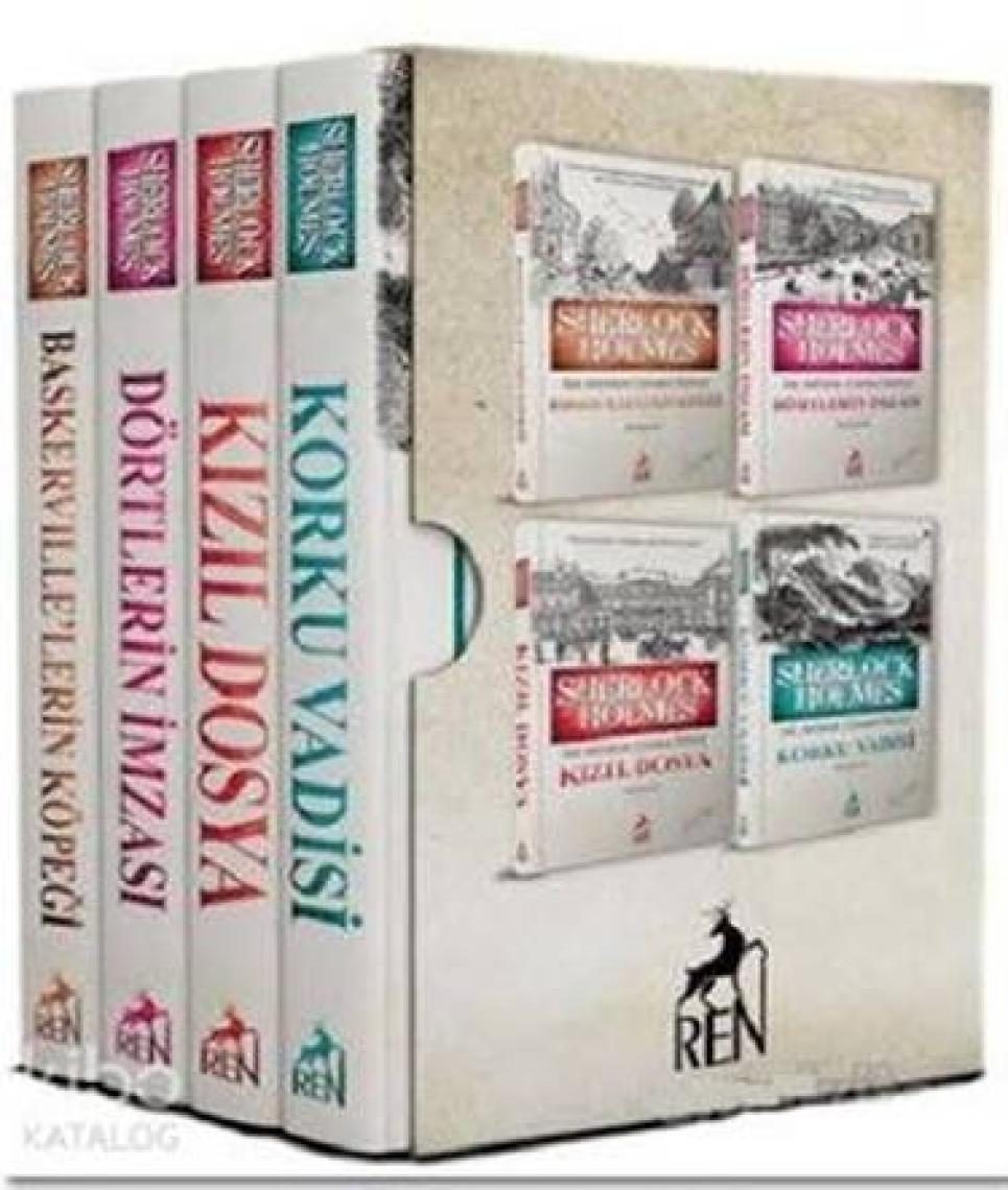 Sherlock Holmes:Kızıl Dosya - Korku Vadisi -Dörtlerin İmzası - Baskervillelerin Köpeği - Sir Arthur Conan Doyle - 4 Kitap