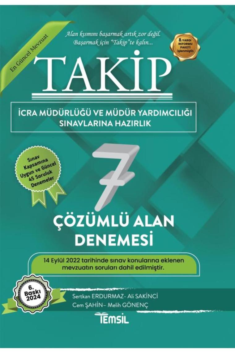 Takip İcra Müdürlüğü Ve İcra Müdür Yardımcılığı Sınavı Çözümlü 7 Alan Denemesi - Sertkan Erdurmaz
