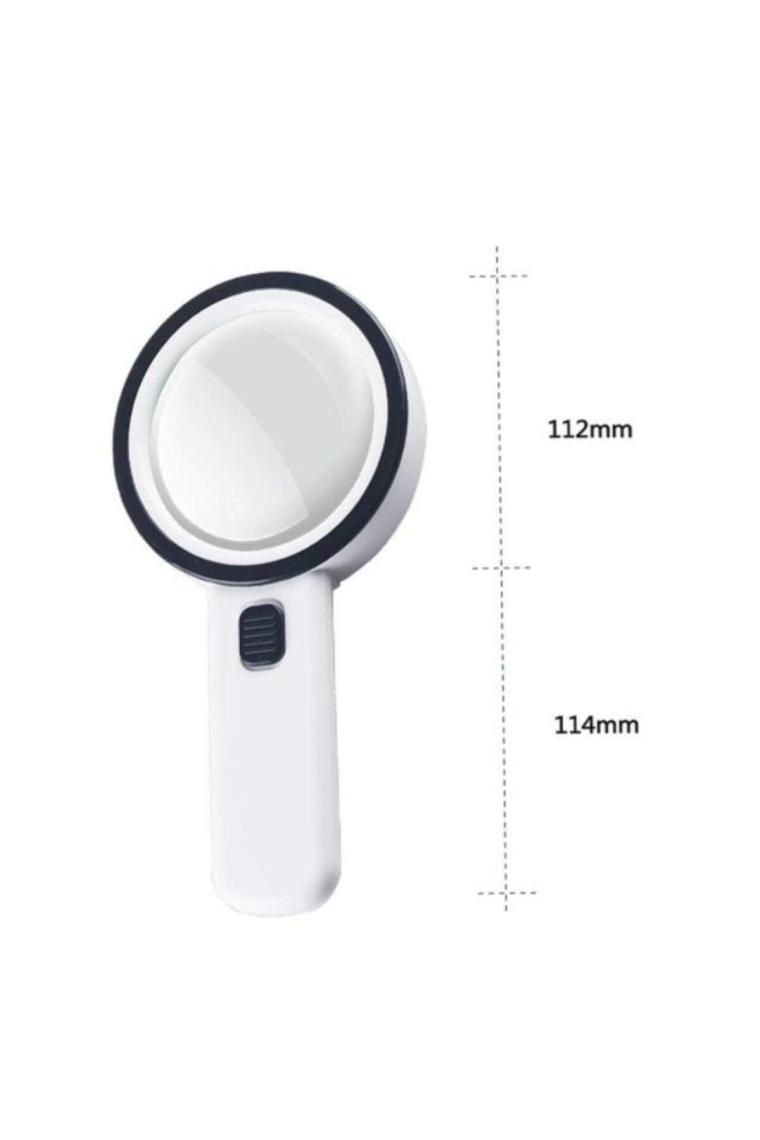 30x 95mm Çift Hd Optik Cam Lens El Büyüteç 1 Uv 12 Led Işıklı