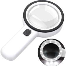 30x 95mm Çift Hd Optik Cam Lens El Büyüteç 1 Uv 12 Led Işıklı