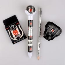 Lisanslı Top Başlı Uçlu Kalem ,kurşun Kalem , Logo Silgi Ve Kalemtraş Kırtasiye Seti