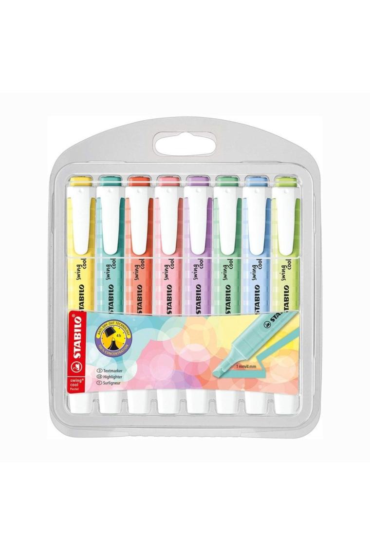 Swing Cool Pastel 8'li Işaretleme Kalemi Seti (YENİ RENKLER) 275/8-08-1 Fosforlu Kalem