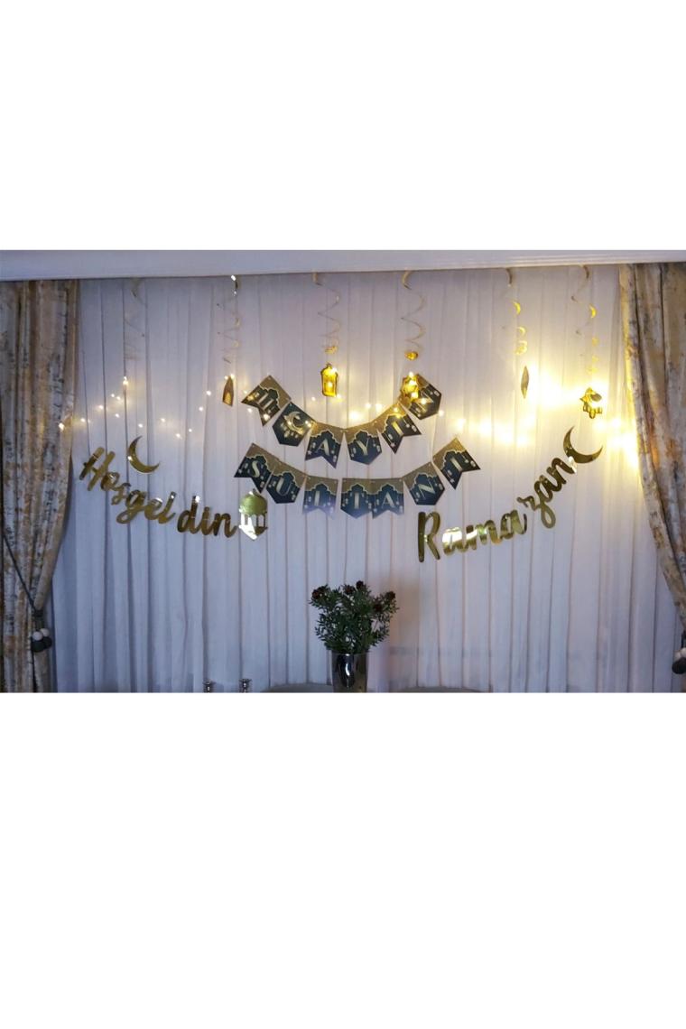 Ful Set Ramazan Süsü + Peri Led - Bayram Banner - Kaligrafi Hoş geldin Ramazan Banner Süs