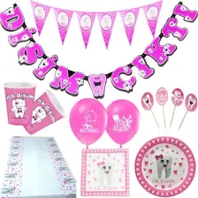 Pembe İlk Diş Buğdayı Kız Parti Seti Süsleme Paketi 8 Kişilik