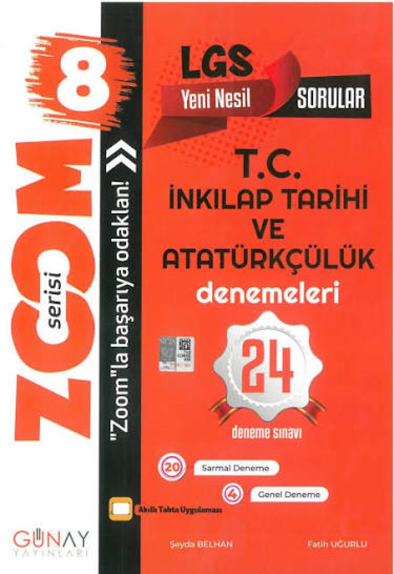 Günay Yayınları Gün&Ay Yayınları 8. Sınıf LGS Zoom T.C. İnkılap Tarihi 24'lü Deneme