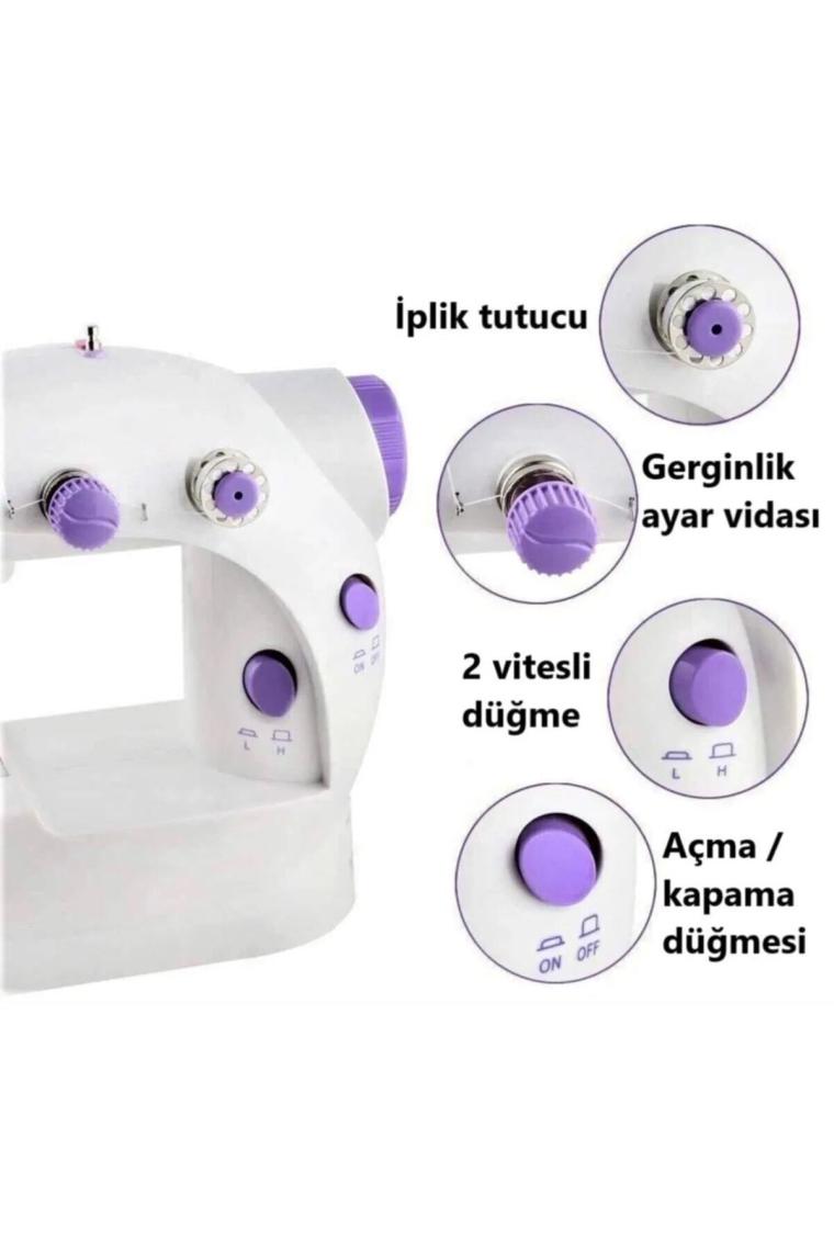 Epilons Işıklı Pedallı Dikiş Makinesi Mini Asw1 Beyaz Nakış