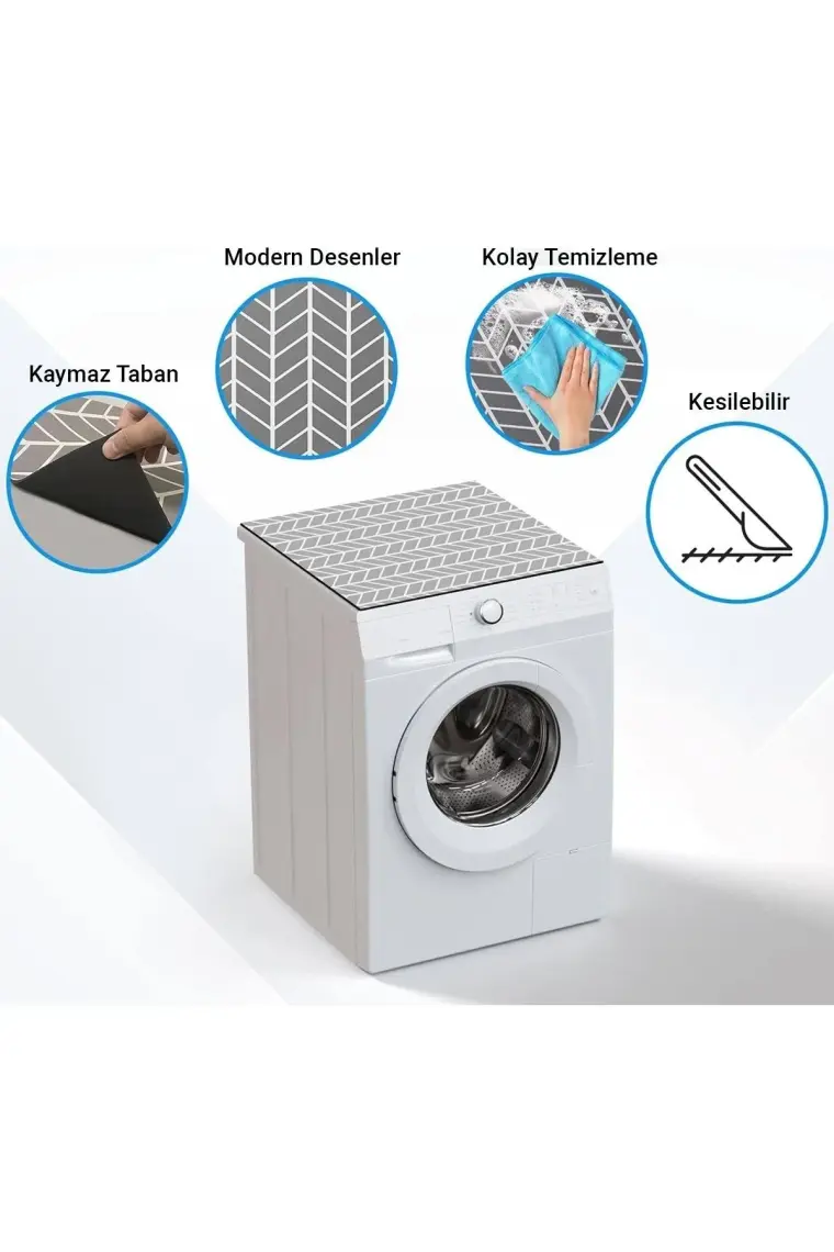Valerine Life Çamaşır Kurutma Makinesi Örtüsü Matı Kaymaz Sıvı Geçirmez Koruyucu Yıkanır Ped 60 x 60 cm
