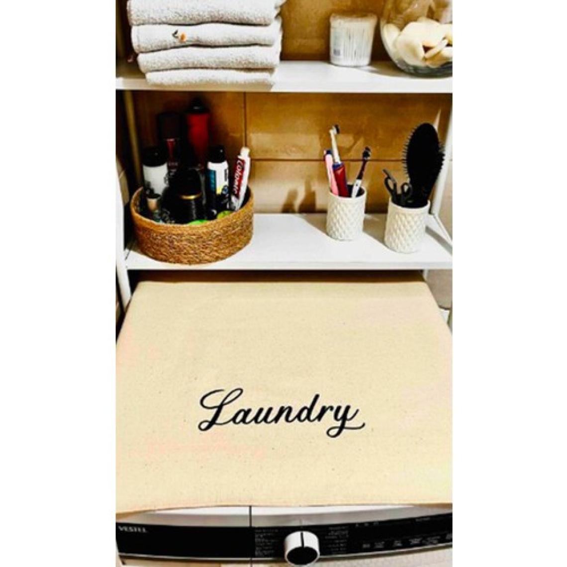 Bagand Krem Çamaşır Makines Örtüsü Laundry Baskılı