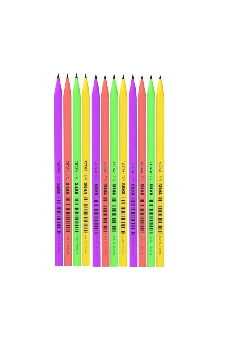 Kaly Üçgen Neon Kurşun Kalem 12'li