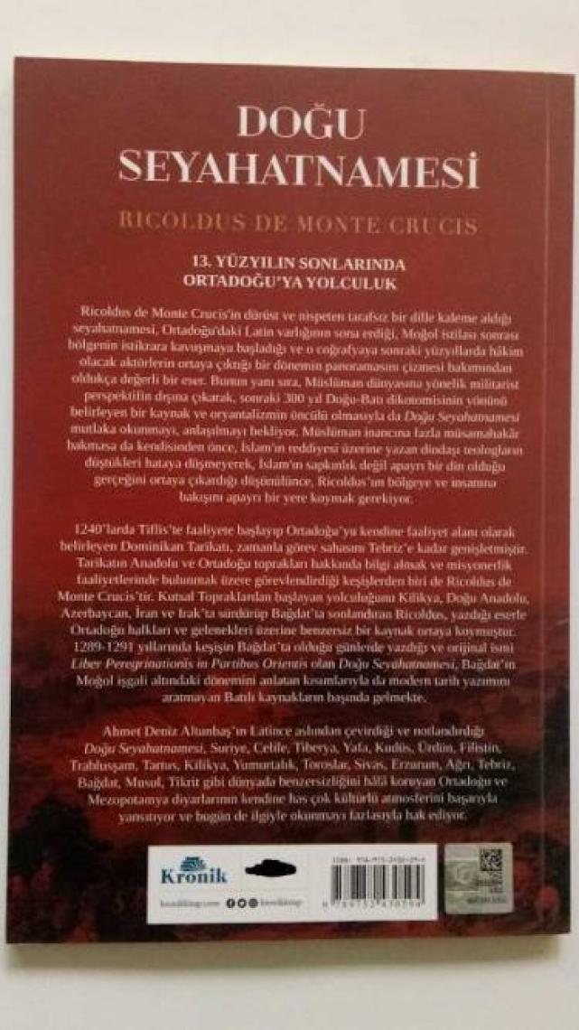 Doğu Seyahatnamesi (Bir Dominikan Keşişin Anadolu ve Ortadoğu Yolculuğu) - Ricoldus De Monte Crucis