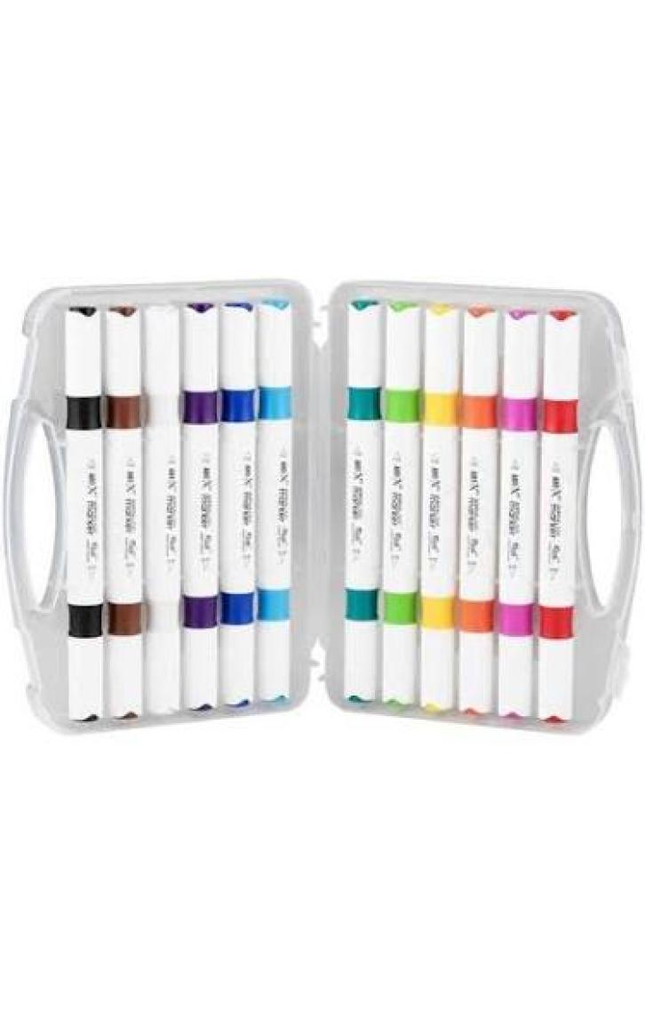 Rich Art-X Acrylic Marker Duo Marker Çift Uçlu Su Bazlı Boyama Kalemi 12 Renk Set