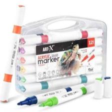 Rich Art-X Acrylic Marker Duo Marker Çift Uçlu Su Bazlı Boyama Kalemi 12 Renk Set