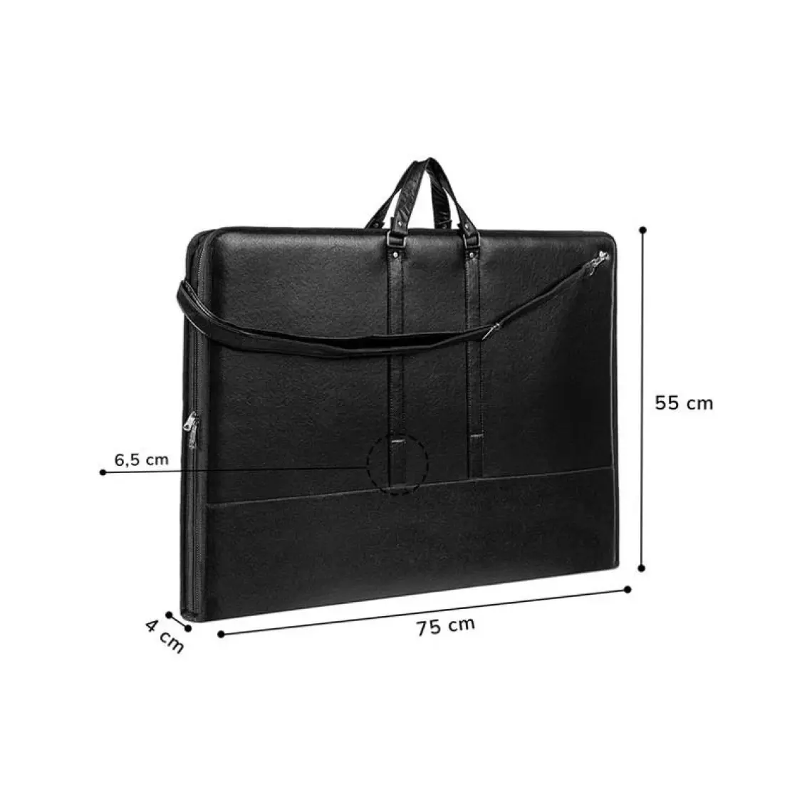 50x70 cm (55x75 cm) (EN BÜYÜK BOY) Suni Deri Profesyonel Resim - Proje Çantası Siyah