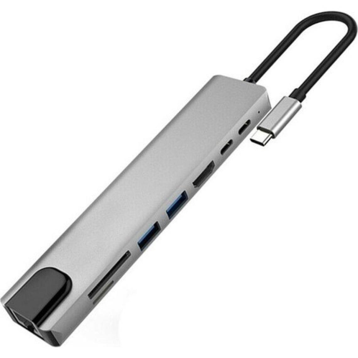 Brs Type-C 8in1- USB 3.0 Hub HDMI Ethernet Mikro Sdtf Otg Adaptörü