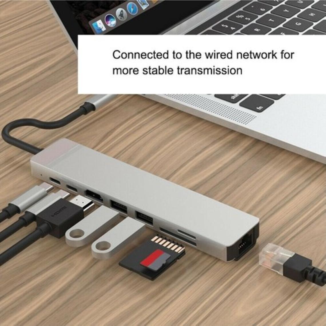 Brs Type-C 8in1- USB 3.0 Hub HDMI Ethernet Mikro Sdtf Otg Adaptörü